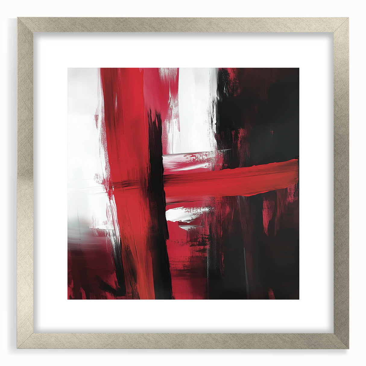 Modern Abstract Wall Art – Bold Red & Black Minimalist Canvas Print