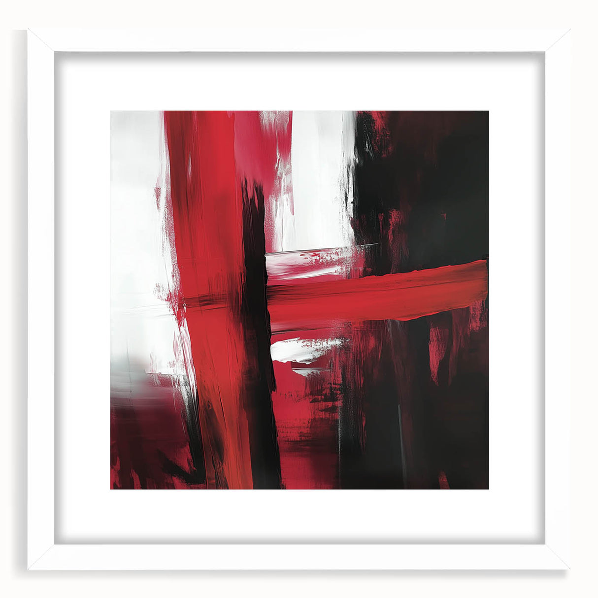Modern Abstract Wall Art – Bold Red & Black Minimalist Canvas Print