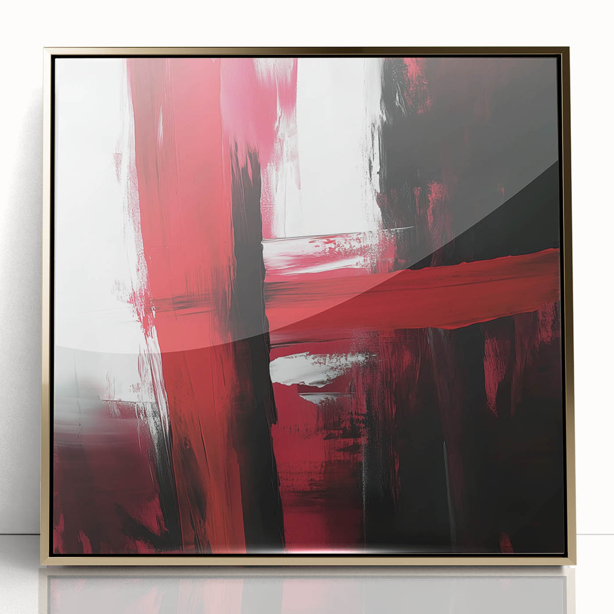 Modern Abstract Wall Art – Bold Red & Black Minimalist Canvas Print