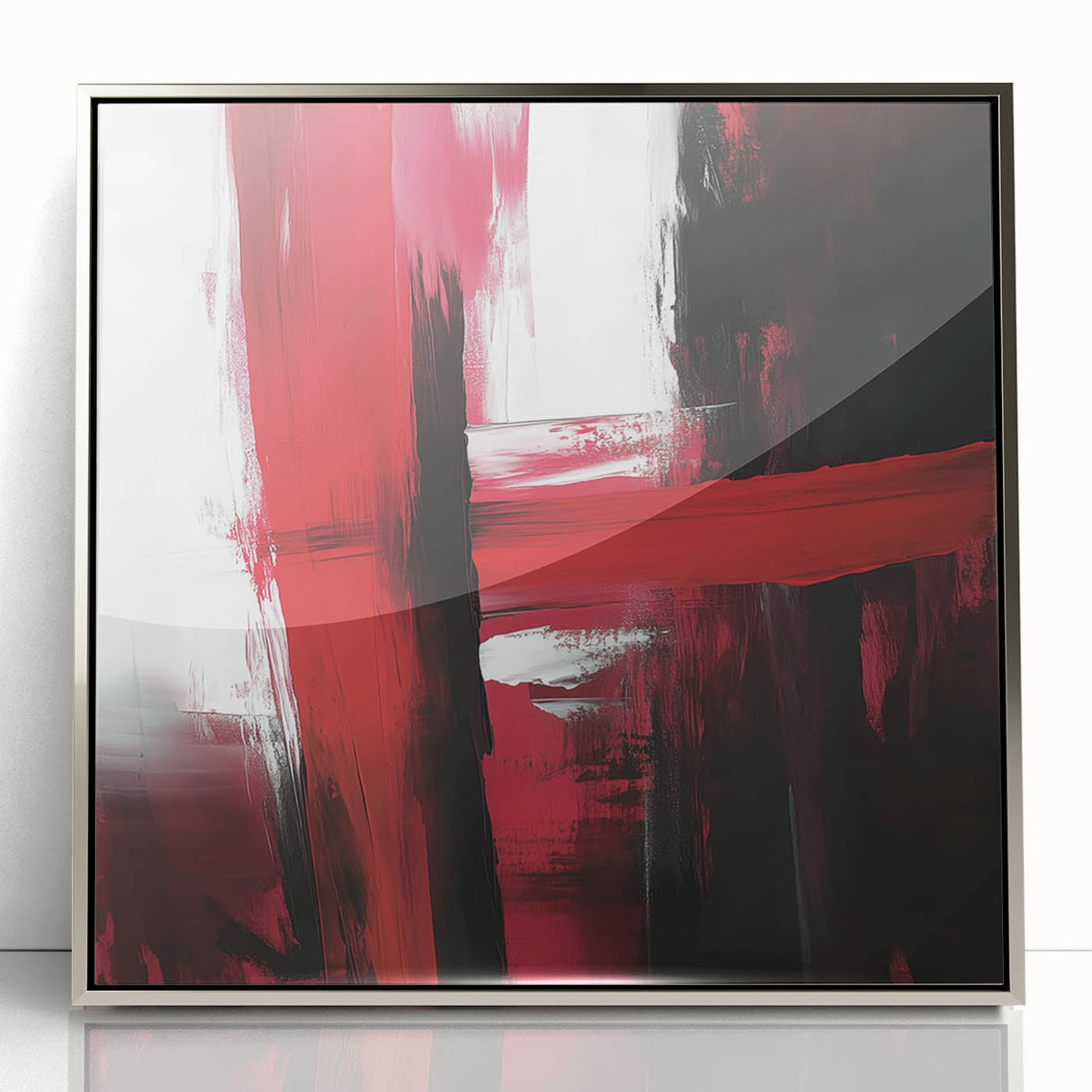 Modern Abstract Wall Art – Bold Red & Black Minimalist Canvas Print