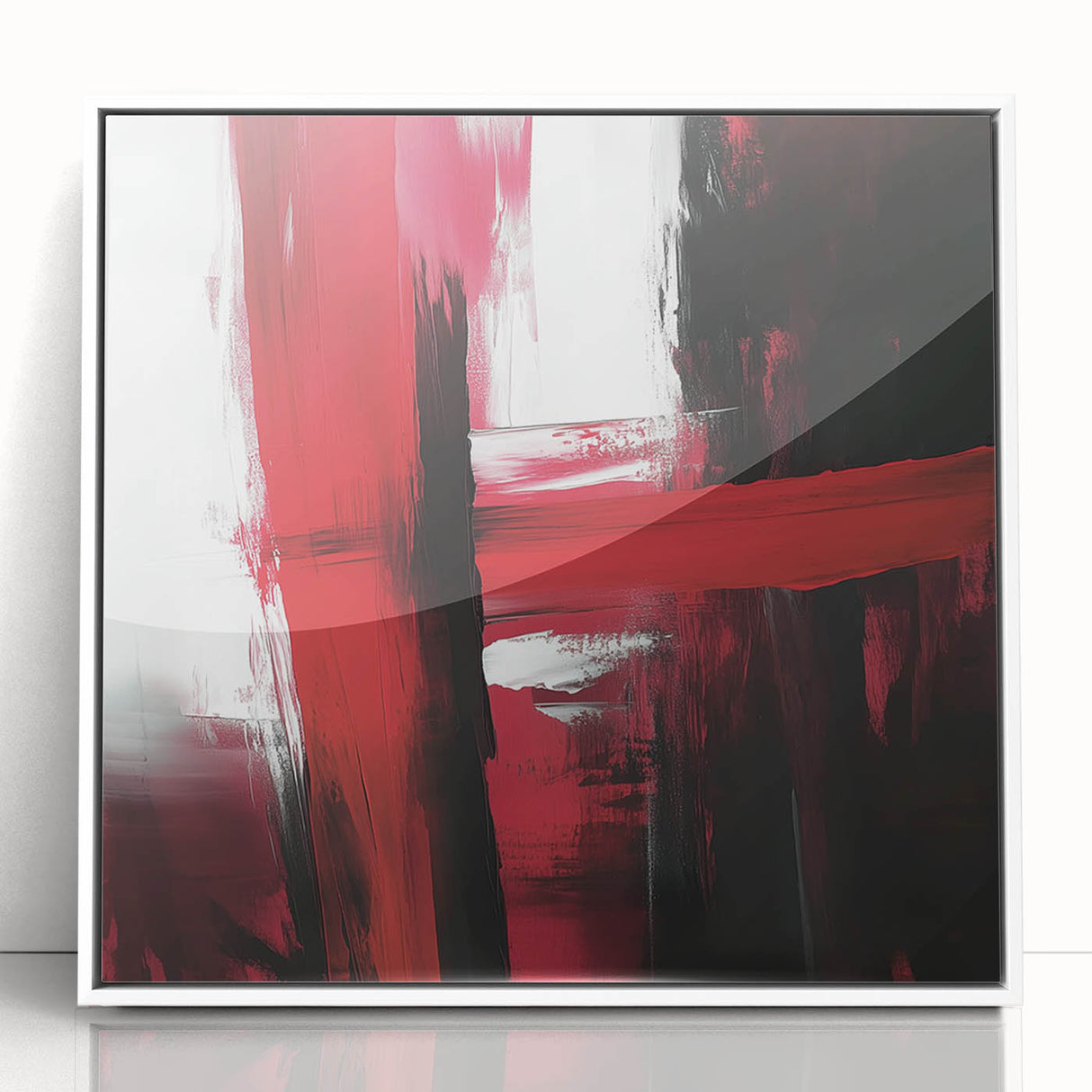 Modern Abstract Wall Art – Bold Red & Black Minimalist Canvas Print