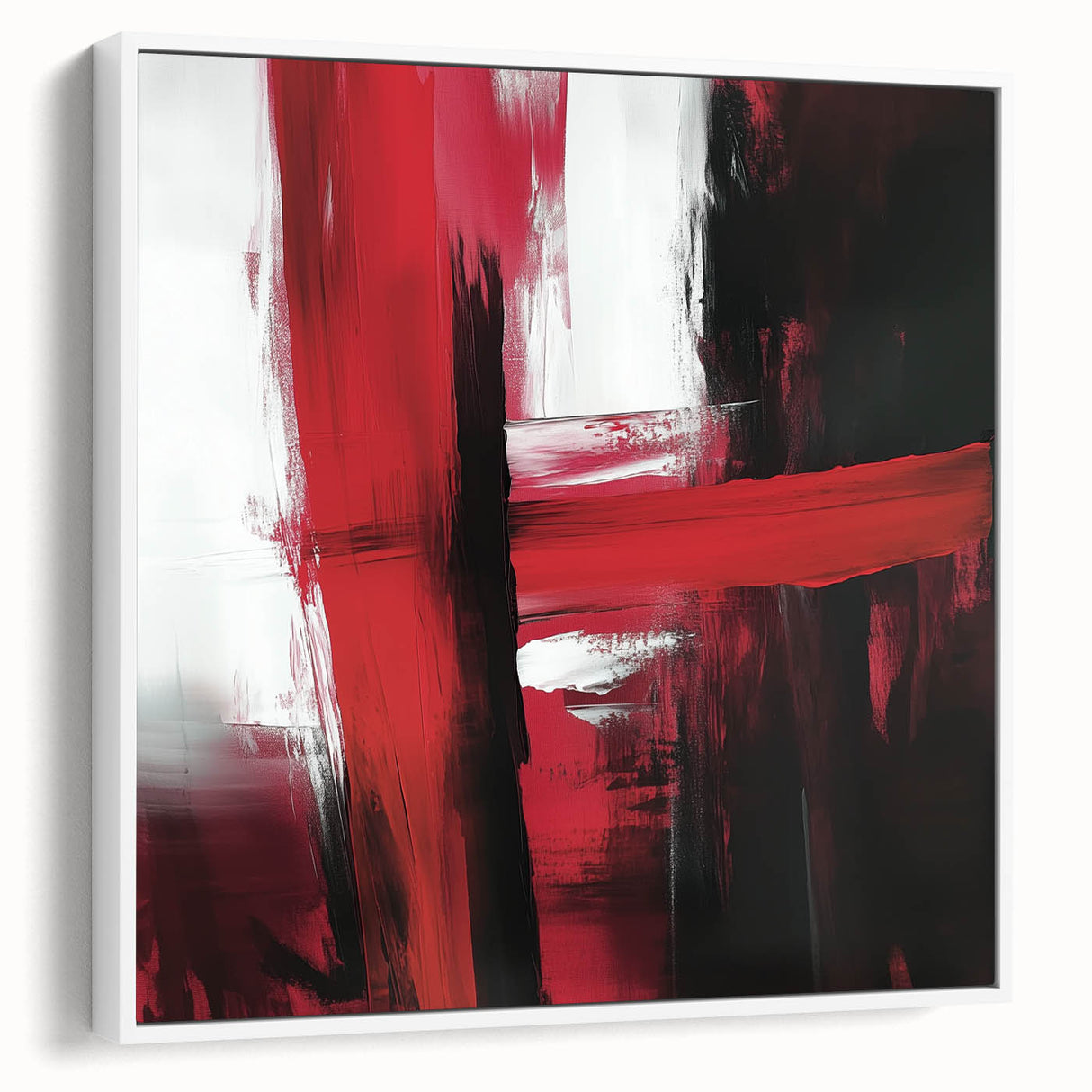 Modern Abstract Wall Art – Bold Red & Black Minimalist Canvas Print