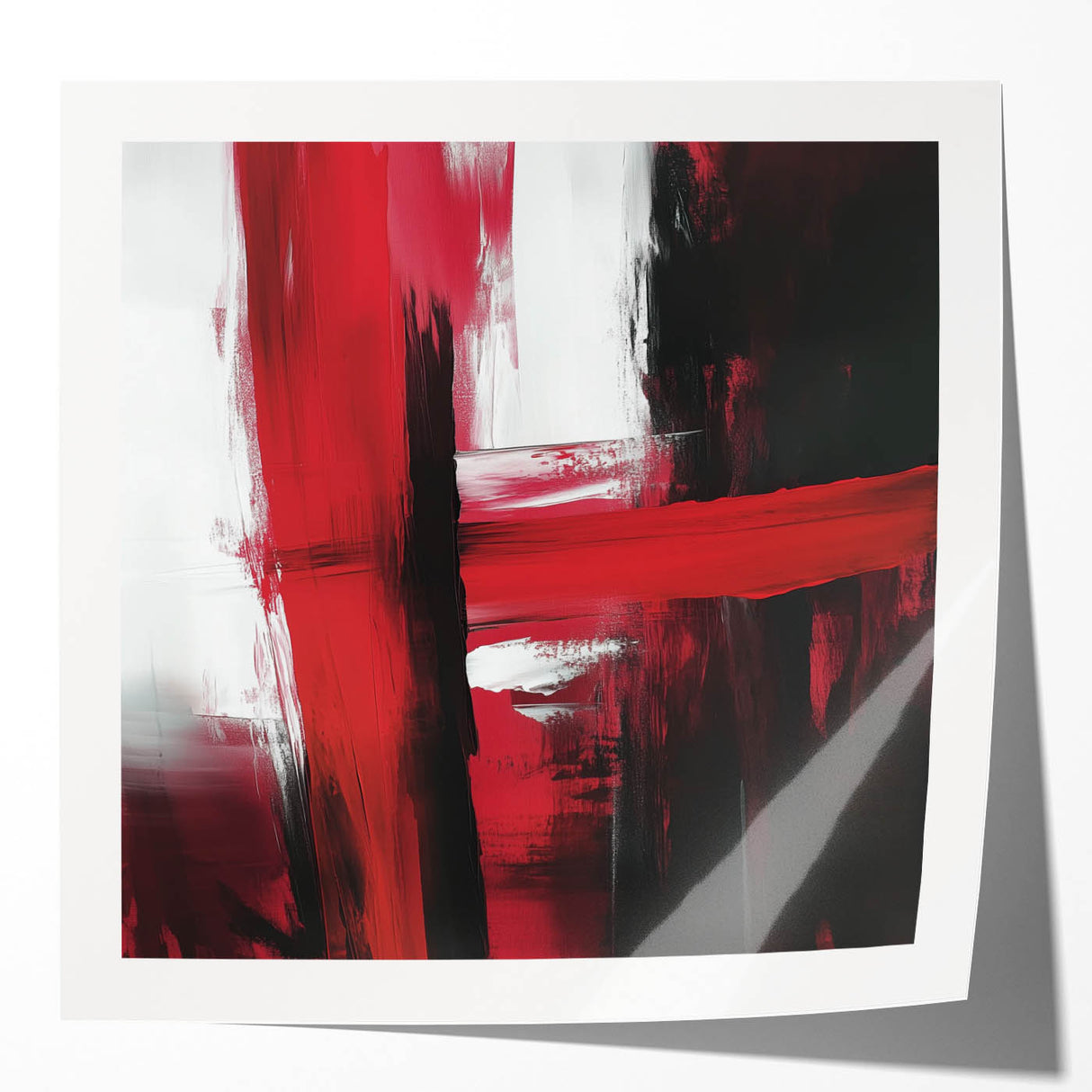 Modern Abstract Wall Art – Bold Red & Black Minimalist Canvas Print