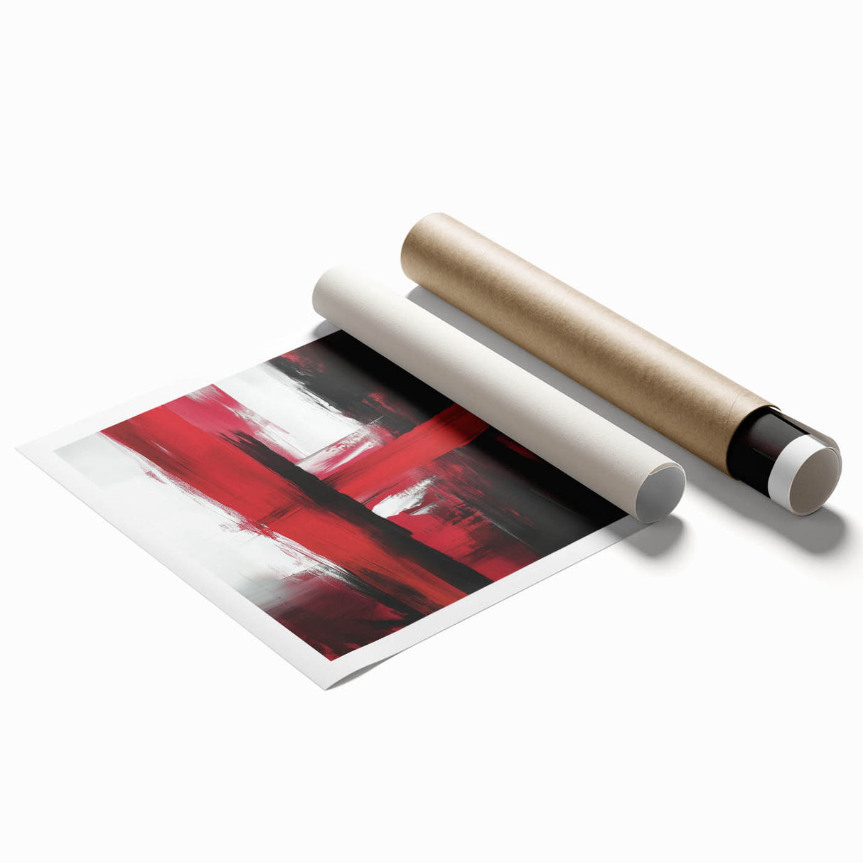 Modern Abstract Wall Art – Bold Red & Black Minimalist Canvas Print