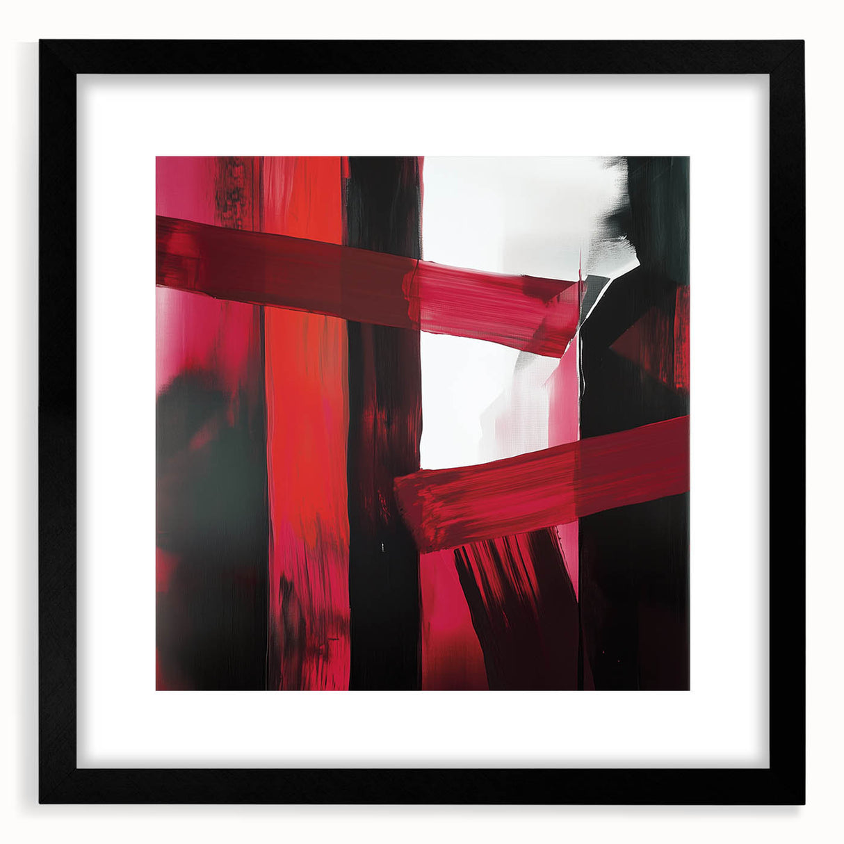 Large Modern Abstract Wall Art – Bold Red & Black Canvas Print