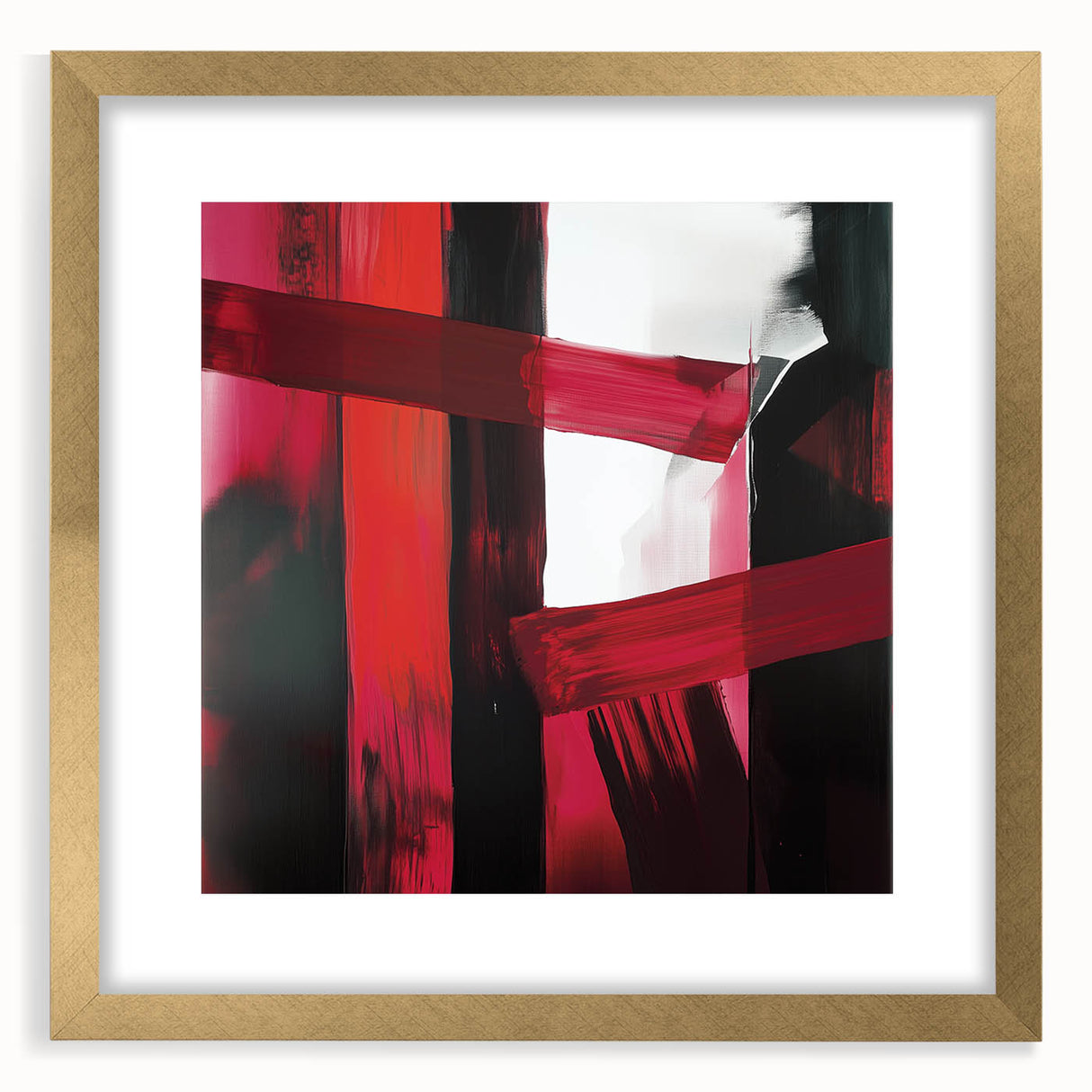 Large Modern Abstract Wall Art – Bold Red & Black Canvas Print