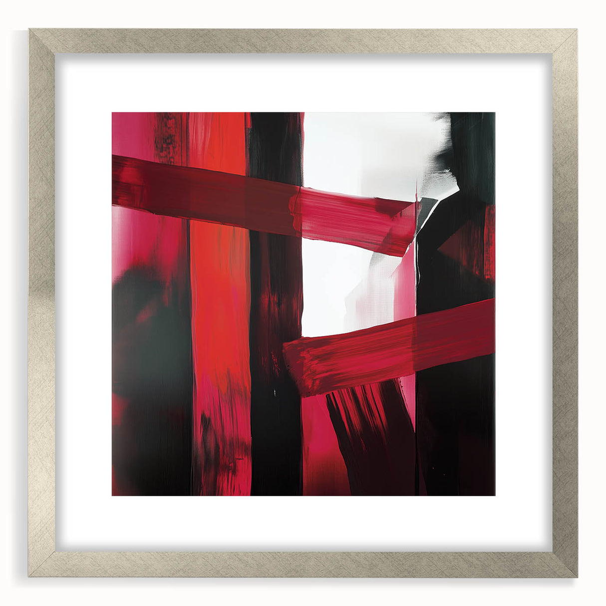 Large Modern Abstract Wall Art – Bold Red & Black Canvas Print