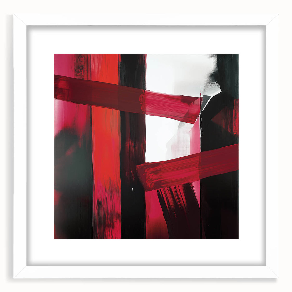 Large Modern Abstract Wall Art – Bold Red & Black Canvas Print