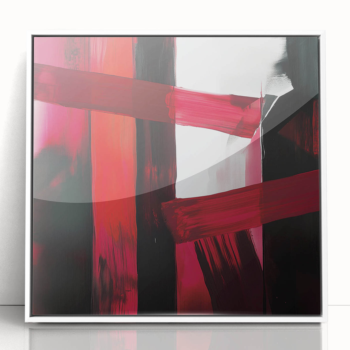 Large Modern Abstract Wall Art – Bold Red & Black Canvas Print