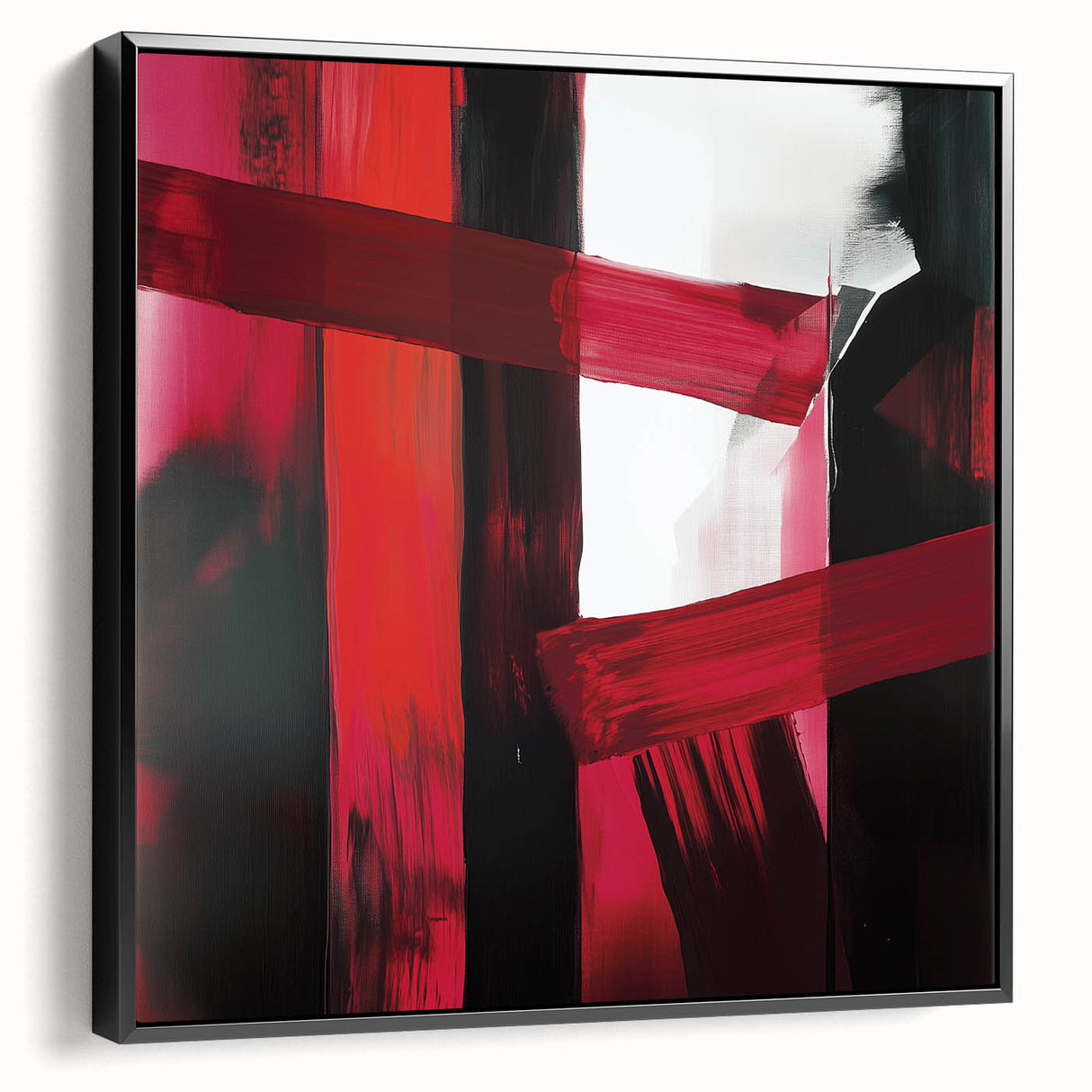 Large Modern Abstract Wall Art – Bold Red & Black Canvas Print