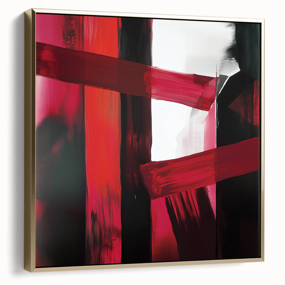 Large Modern Abstract Wall Art – Bold Red & Black Canvas Print