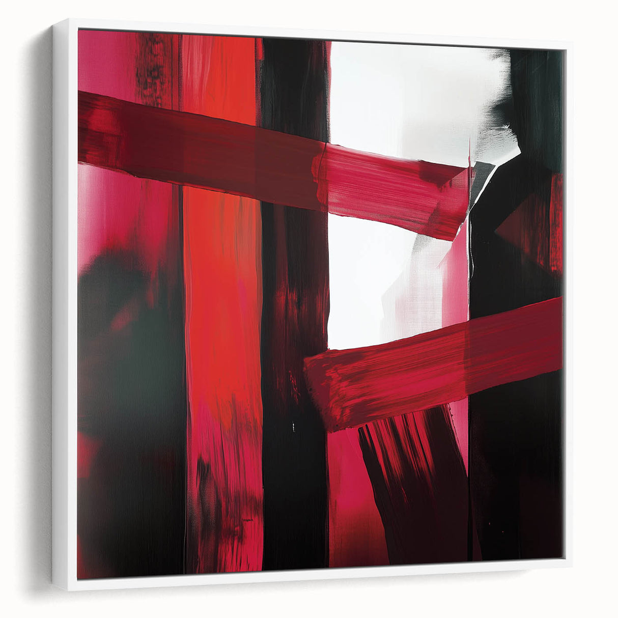 Large Modern Abstract Wall Art – Bold Red & Black Canvas Print