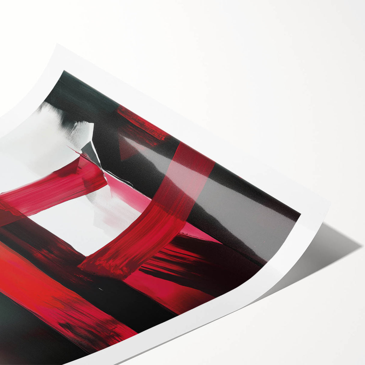 Large Modern Abstract Wall Art – Bold Red & Black Canvas Print