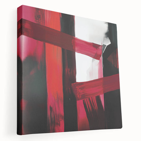 Large Modern Abstract Wall Art – Bold Red & Black Canvas Print