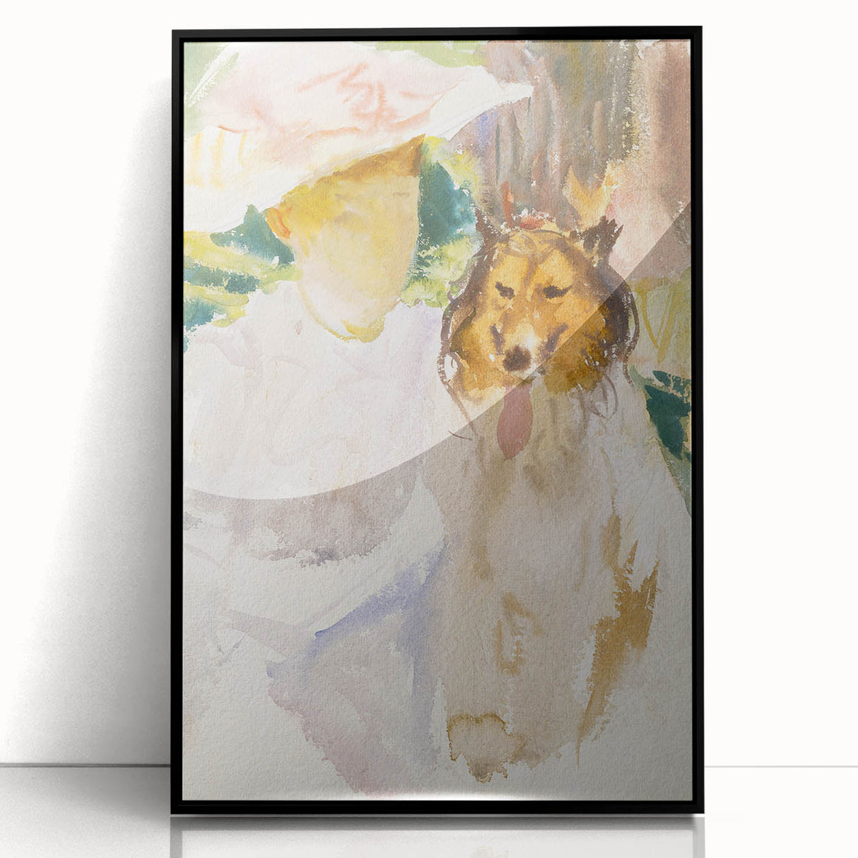 Romanticism Art: Woman with Collie - Famous Watercolor by John Sargent