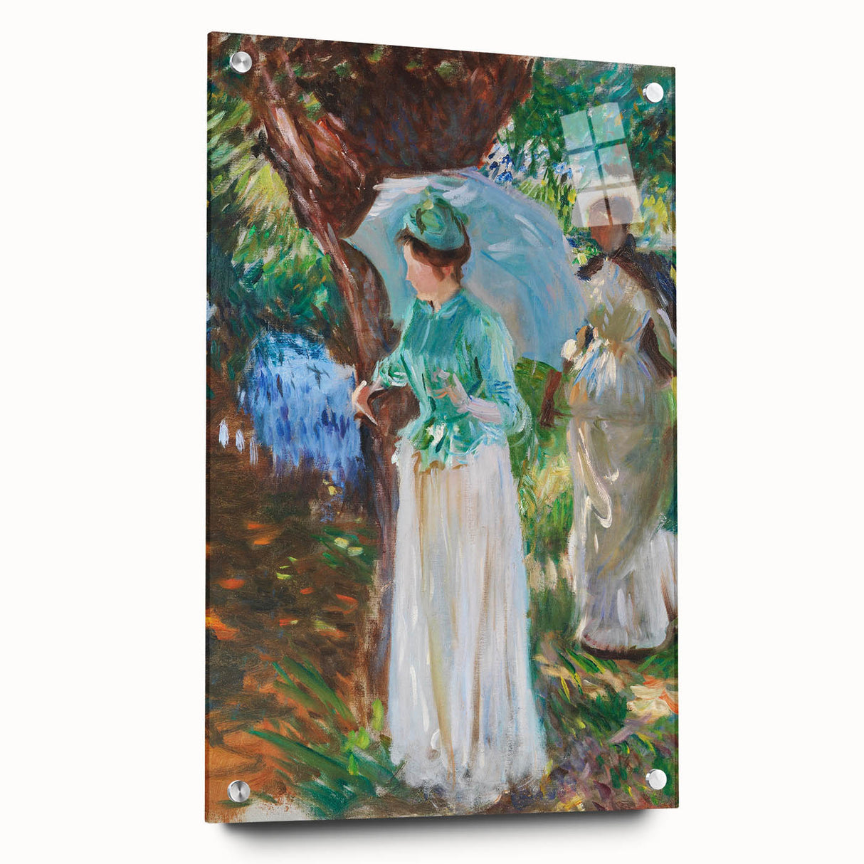 Romanticism Art: Two Girls with Parasols - Vibrant Painting by Sargent