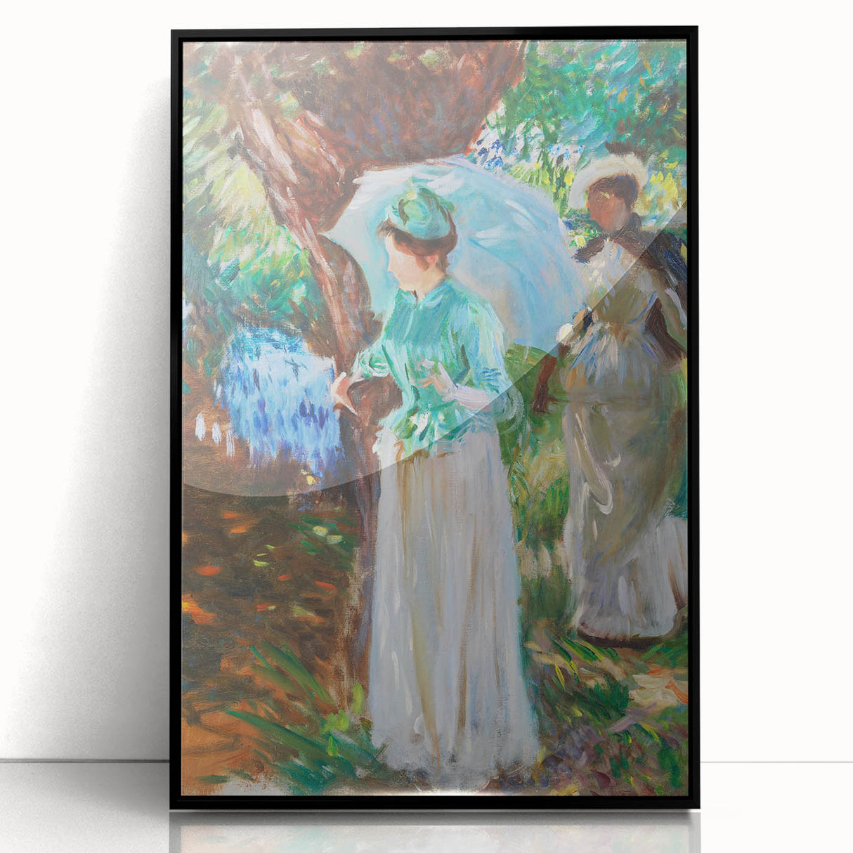 Romanticism Art: Two Girls with Parasols - Vibrant Painting by Sargent