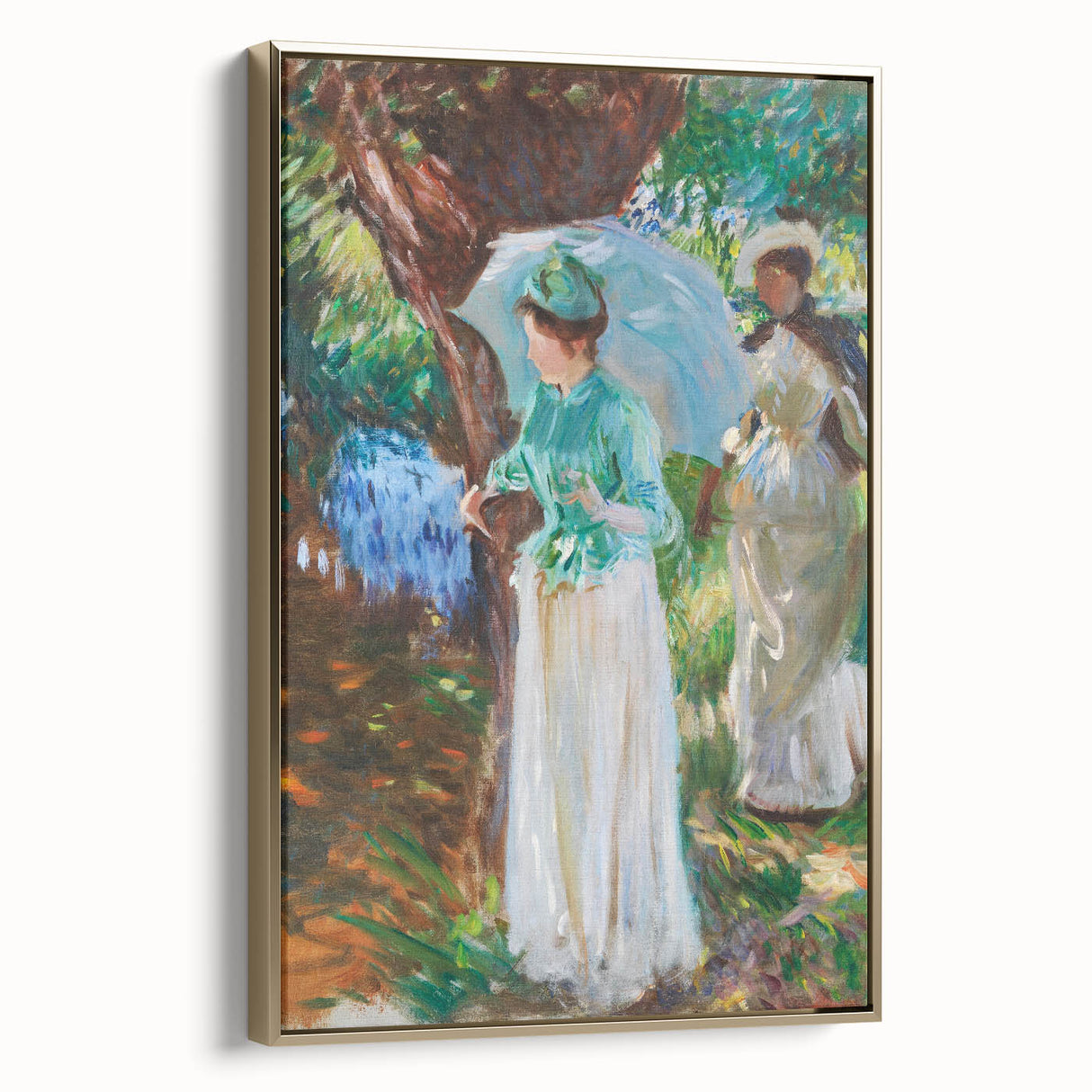 Romanticism Art: Two Girls with Parasols - Vibrant Painting by Sargent