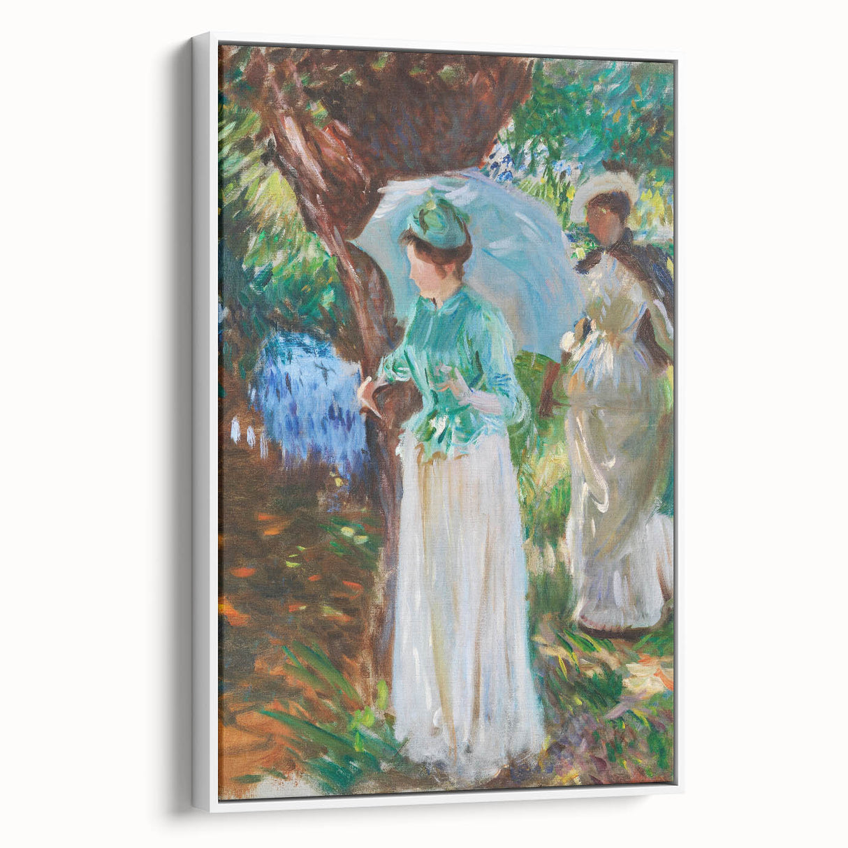 Romanticism Art: Two Girls with Parasols - Vibrant Painting by Sargent