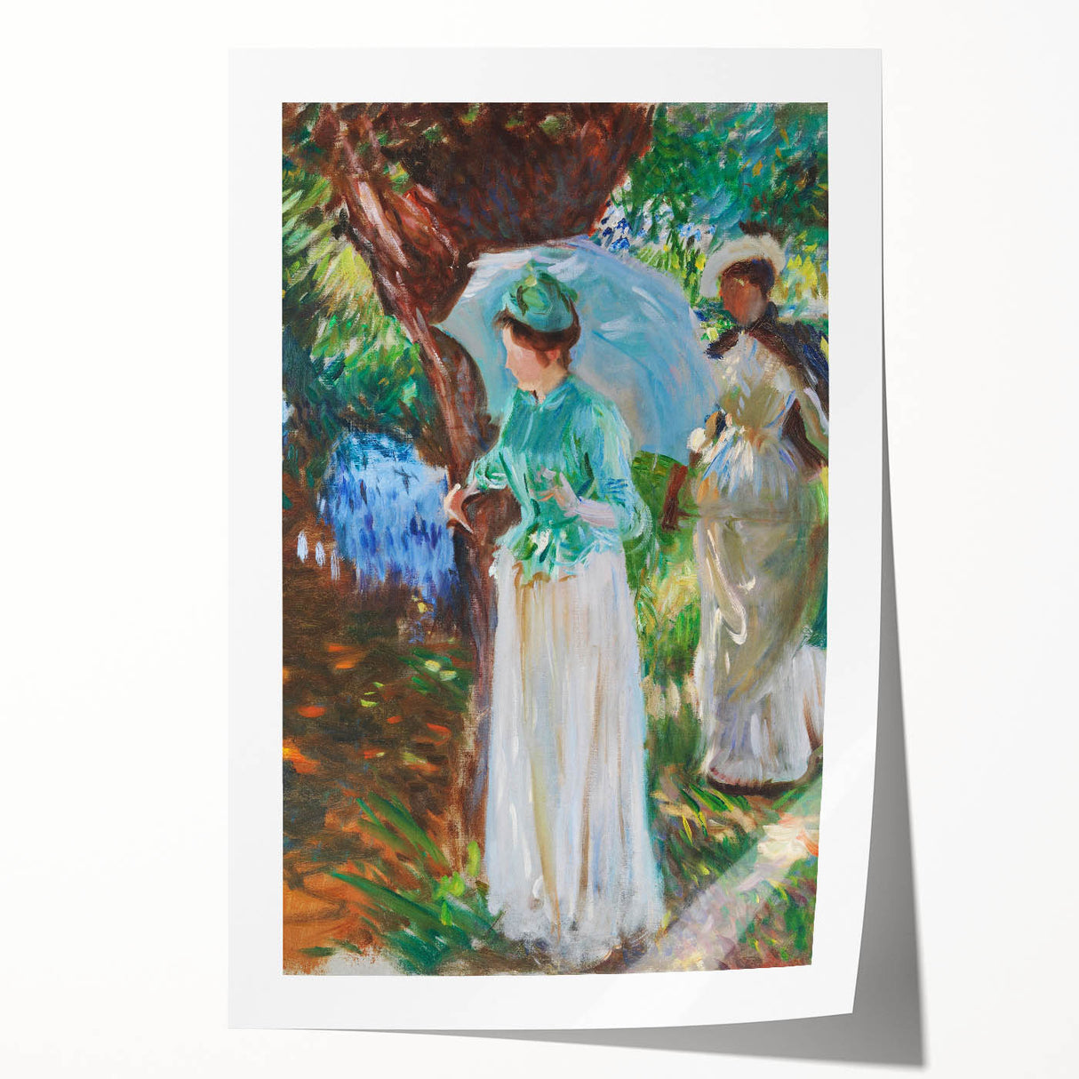 Romanticism Art: Two Girls with Parasols - Vibrant Painting by Sargent