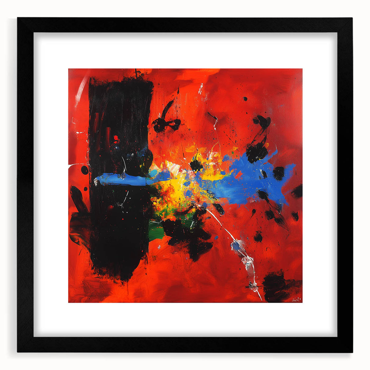Colorful Abstract Wall Art – Red, Blue & Black Modern Canvas Print