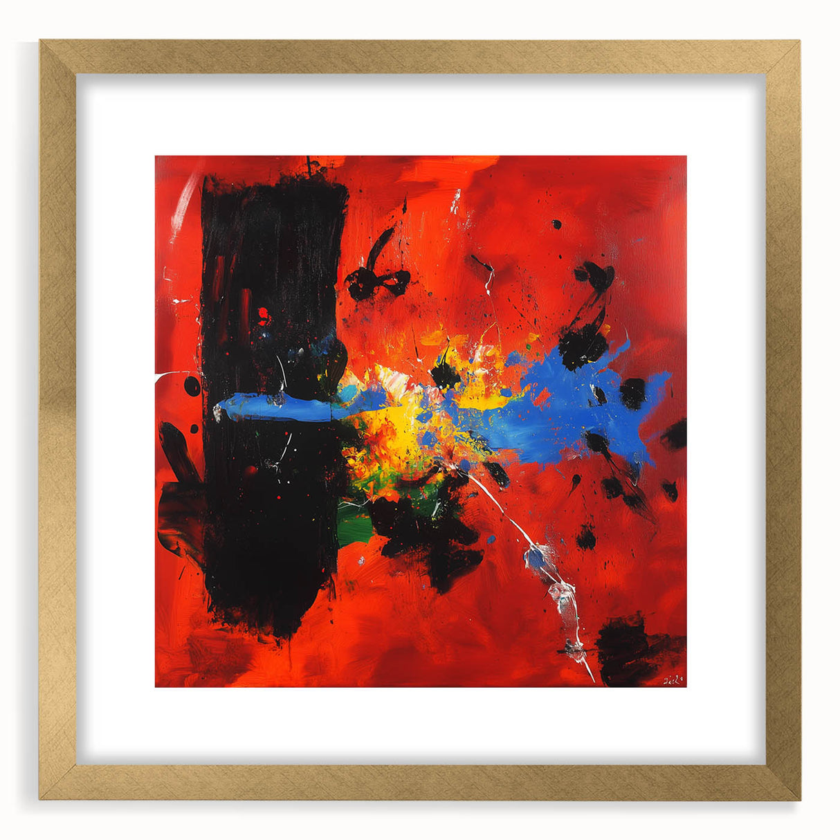Colorful Abstract Wall Art – Red, Blue & Black Modern Canvas Print