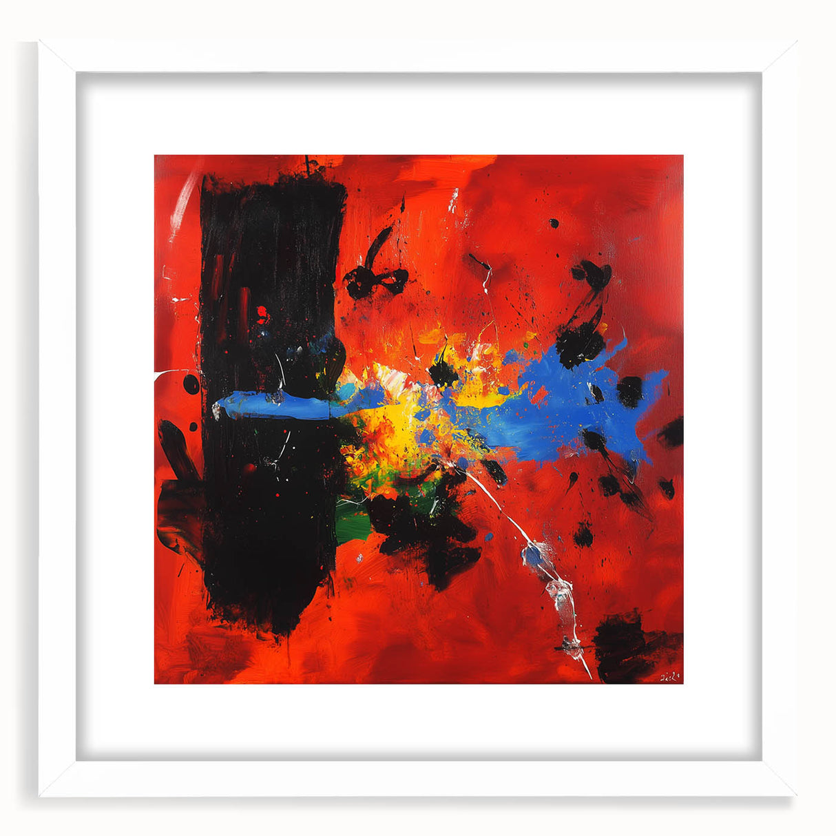 Colorful Abstract Wall Art – Red, Blue & Black Modern Canvas Print