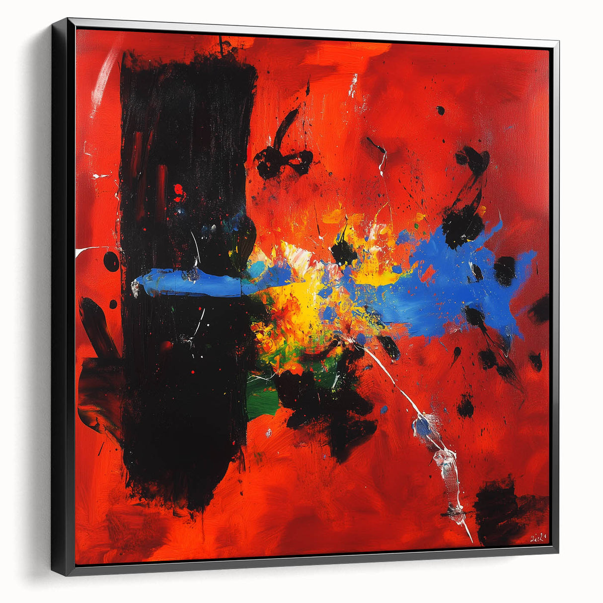 Colorful Abstract Wall Art – Red, Blue & Black Modern Canvas Print