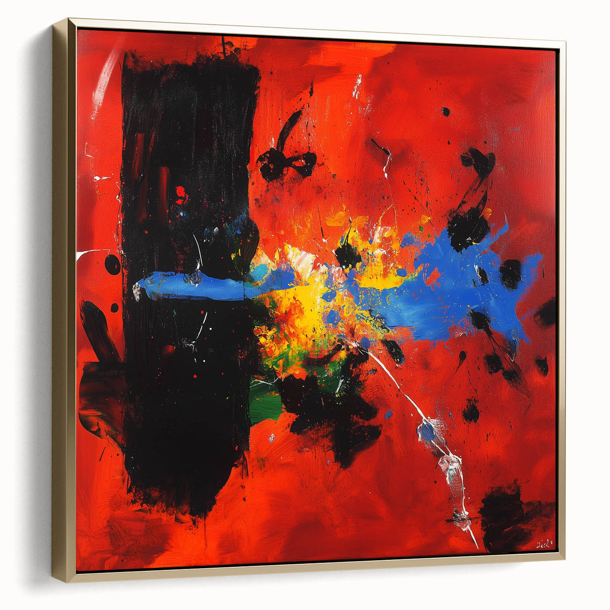 Colorful Abstract Wall Art – Red, Blue & Black Modern Canvas Print