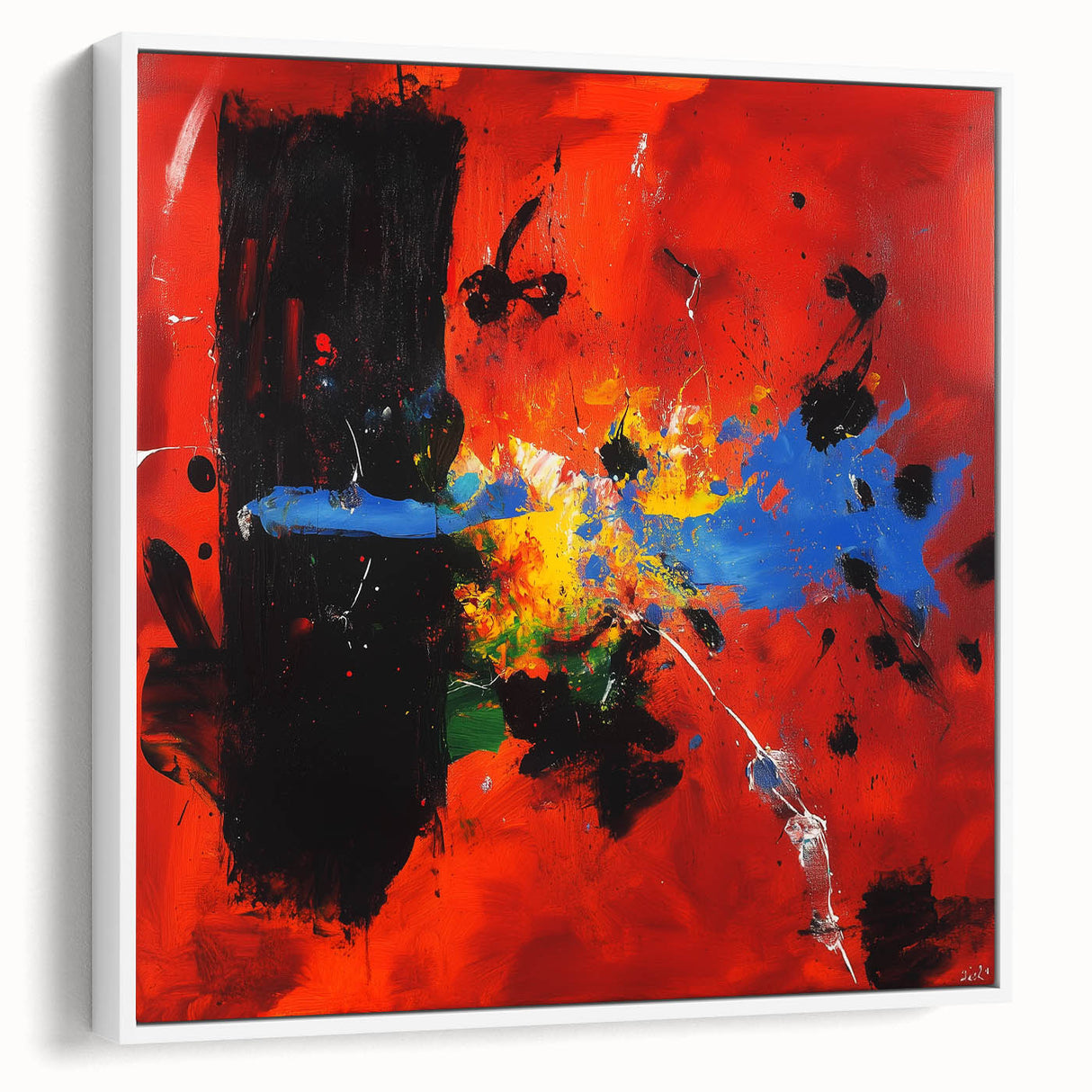 Colorful Abstract Wall Art – Red, Blue & Black Modern Canvas Print