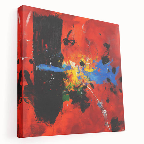 Colorful Abstract Wall Art – Red, Blue & Black Modern Canvas Print