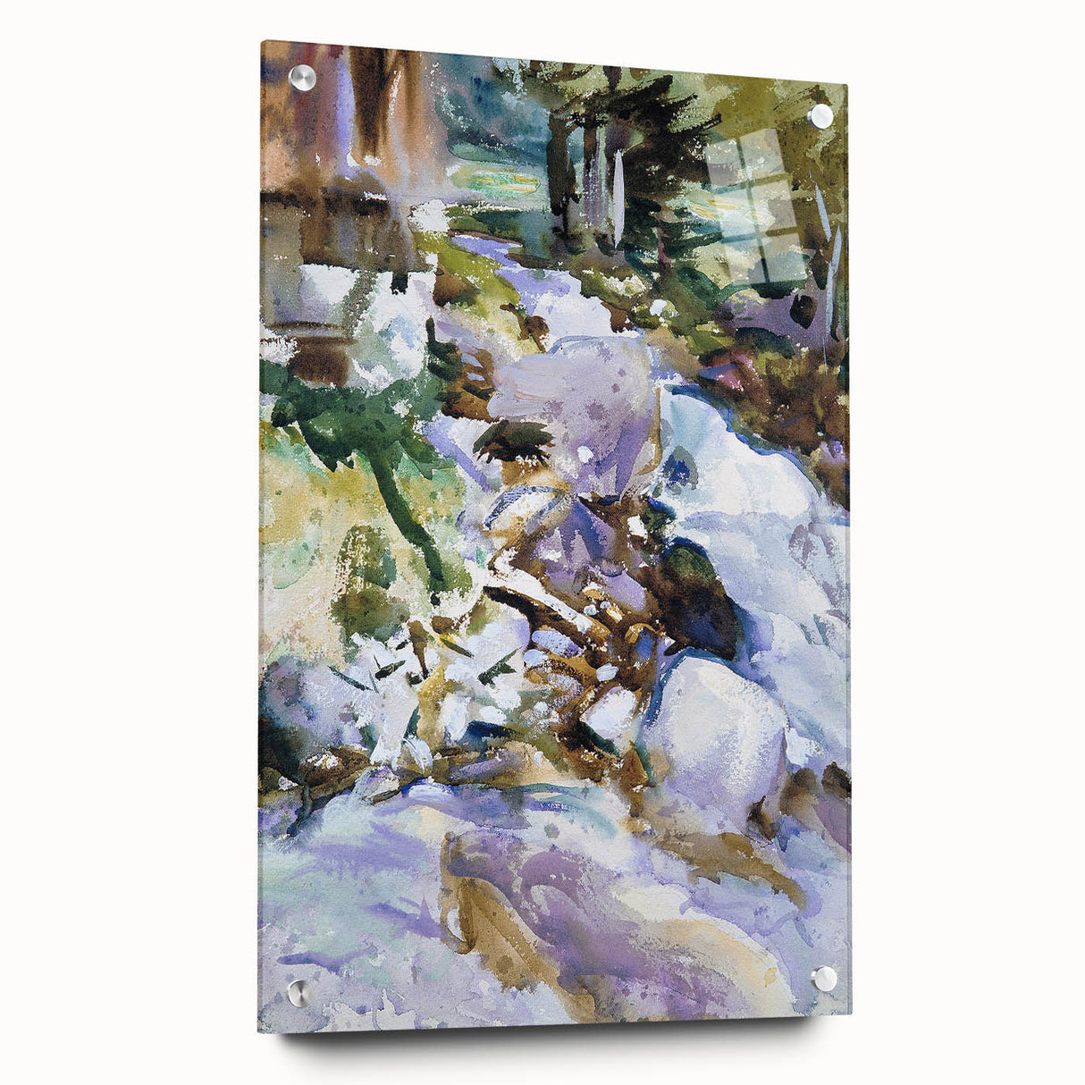 Romanticism Art: Rushing Brook - Dynamic Watercolor by John Sargent