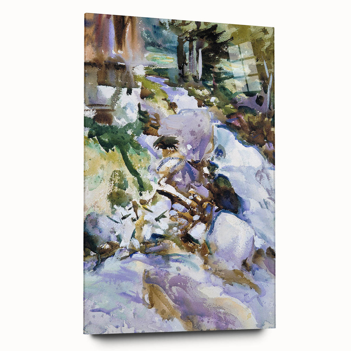 Romanticism Art: Rushing Brook - Dynamic Watercolor by John Sargent