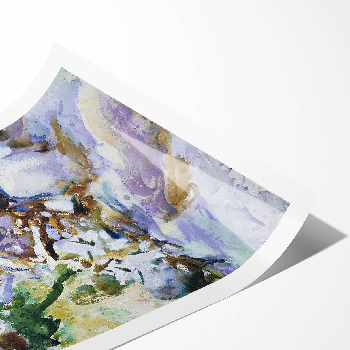 Romanticism Art: Rushing Brook - Dynamic Watercolor by John Sargent