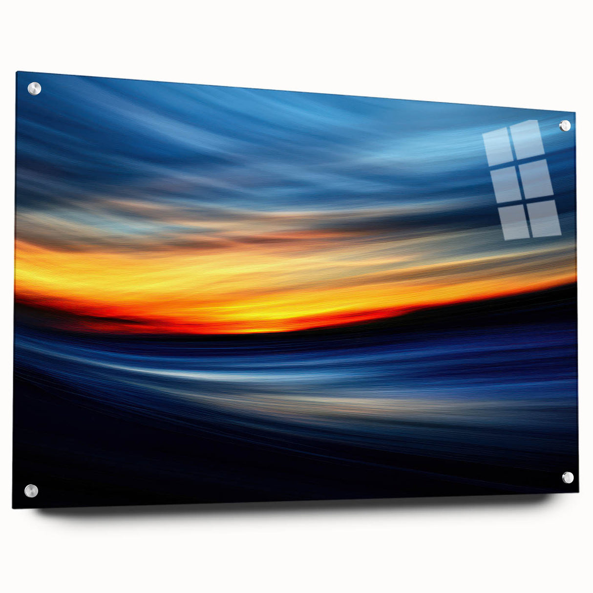 Fiery Sunset Motion Wall Art – Abstract Red and Blue Photography