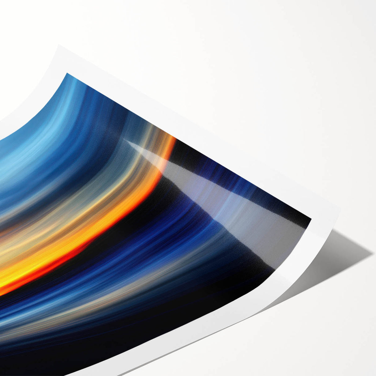 Fiery Sunset Motion Wall Art – Abstract Red and Blue Photography