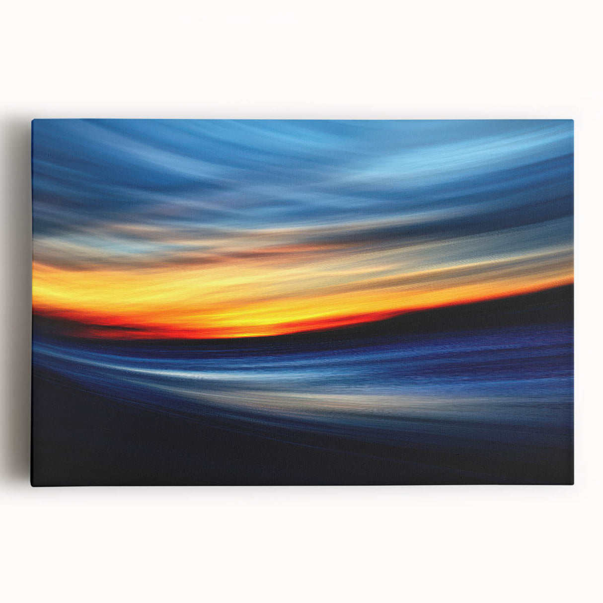 Fiery Sunset Motion Wall Art – Abstract Red and Blue Photography