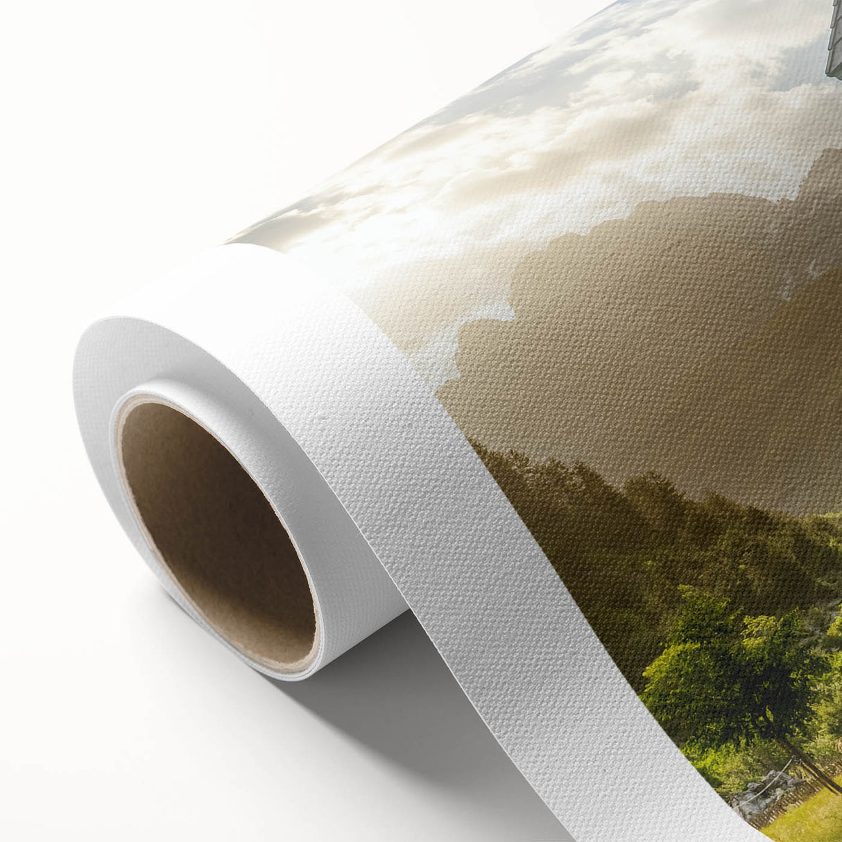 Art Deco poster of a European Albanian scenery in muted colors on rolled canvas, ideal for nursery wall art.