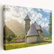 Large canvas print of a European Albanian scenery in muted earth tones, suitable for kitchen wall art.