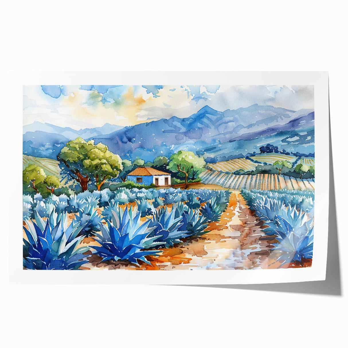 Extra large rolled print of Oaxaca scenery with vibrant floral details, ideal for art wall dining room.