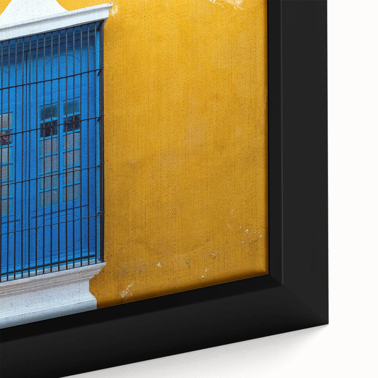 Extra large framed canvas featuring a textured depiction of Yucatán scenery in vibrant colors, ideal for living room decor.