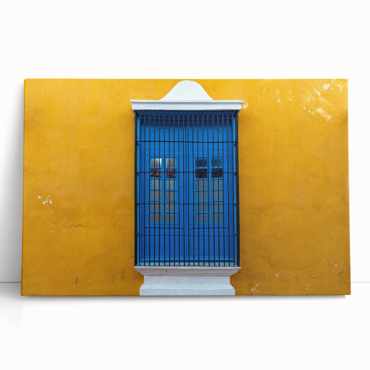 Black and white stretched canvas of Yucatan scenery, ideal for kitchen wall art or bedroom ambiance.