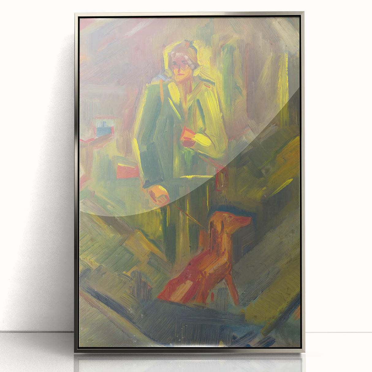 Expressionist Art - Standing Hunter with a Dog by Arnold Peter Weisz-Kubínčan