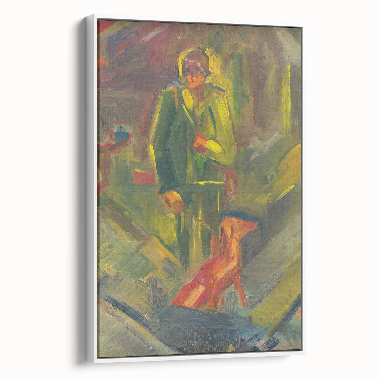 Expressionist Art - Standing Hunter with a Dog by Arnold Peter Weisz-Kubínčan