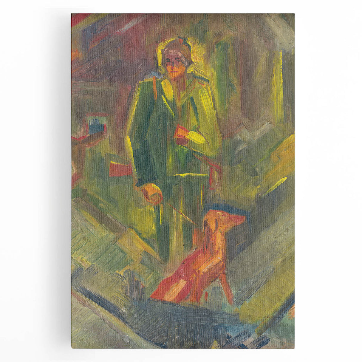 Expressionist Art - Standing Hunter with a Dog by Arnold Peter Weisz-Kubínčan