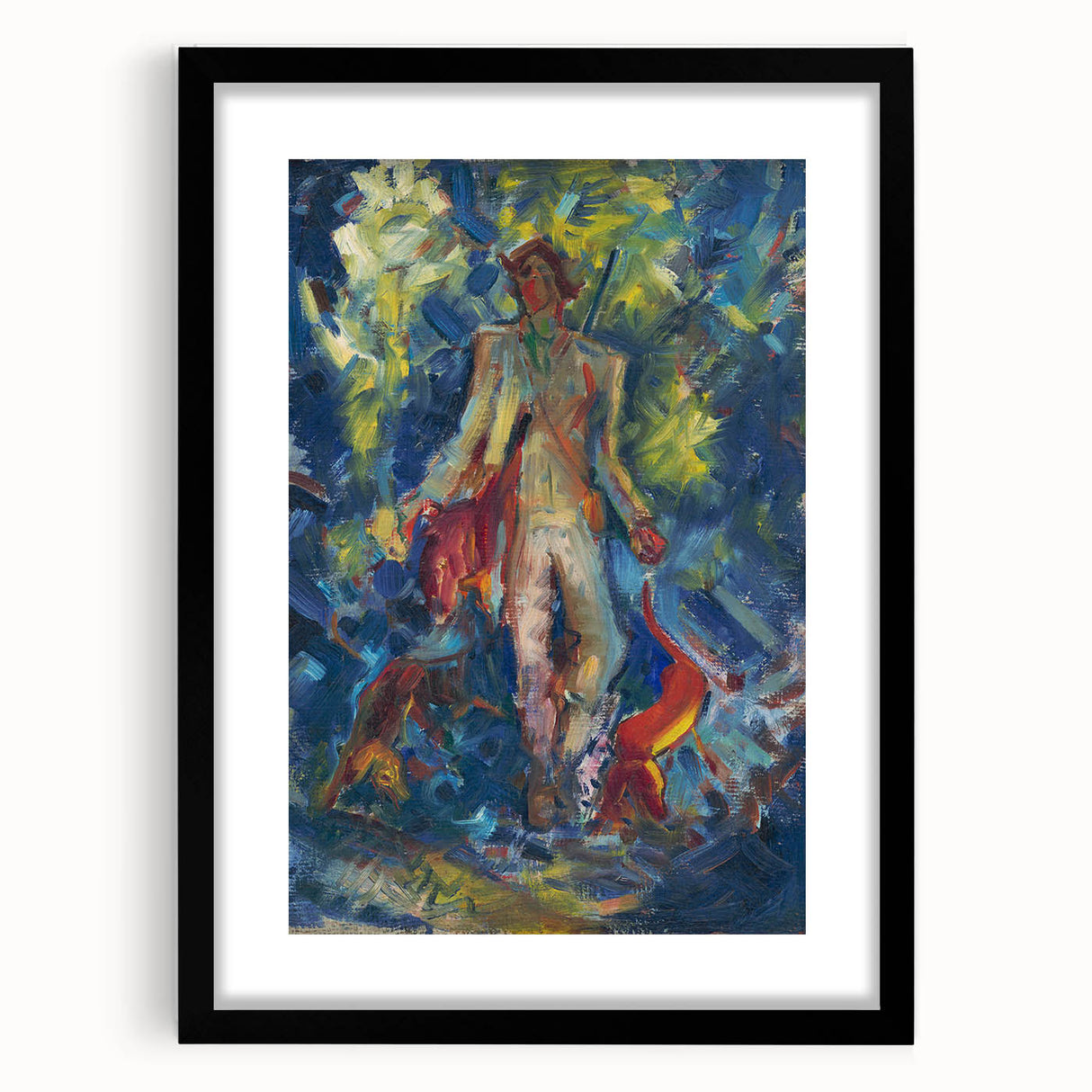 Expressionist Art - Standing Huntsman with Two Dogs by Arnold Peter Weisz-Kubínčan