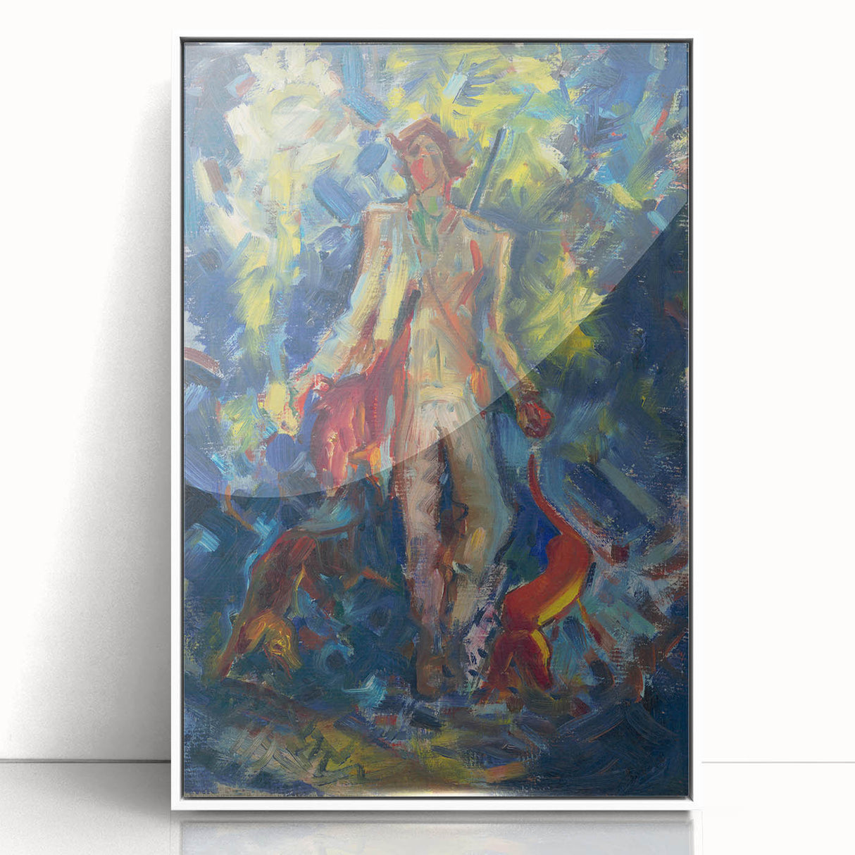 Expressionist Art - Standing Huntsman with Two Dogs by Arnold Peter Weisz-Kubínčan