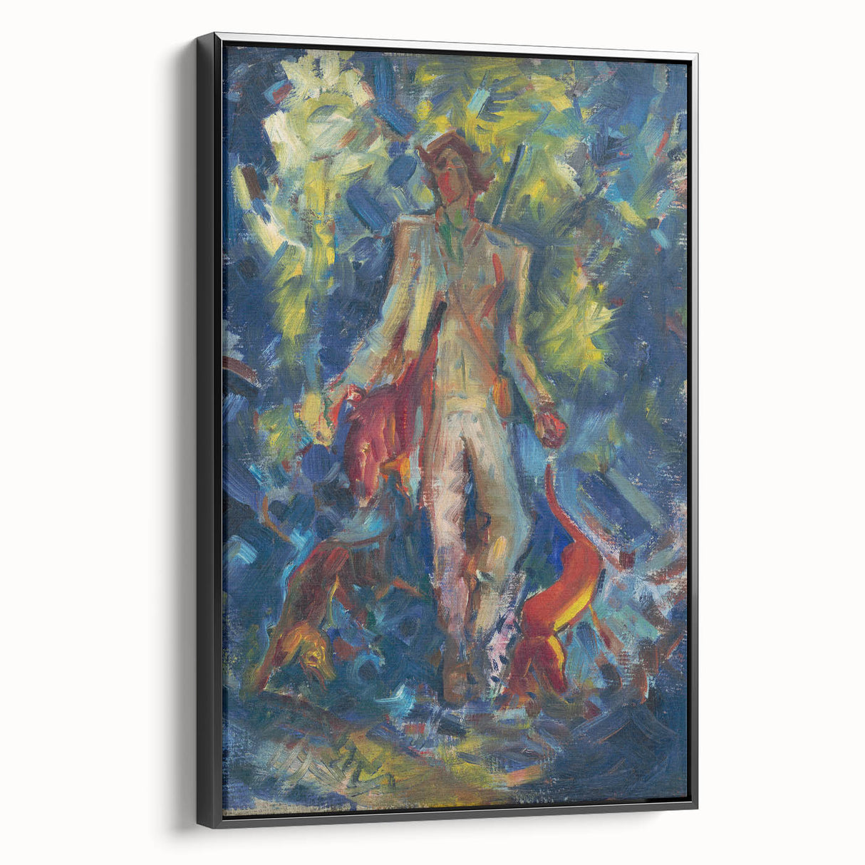 Expressionist Art - Standing Huntsman with Two Dogs by Arnold Peter Weisz-Kubínčan