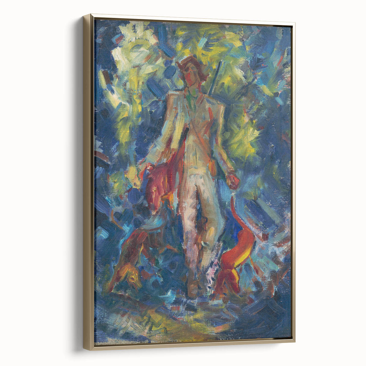 Expressionist Art - Standing Huntsman with Two Dogs by Arnold Peter Weisz-Kubínčan