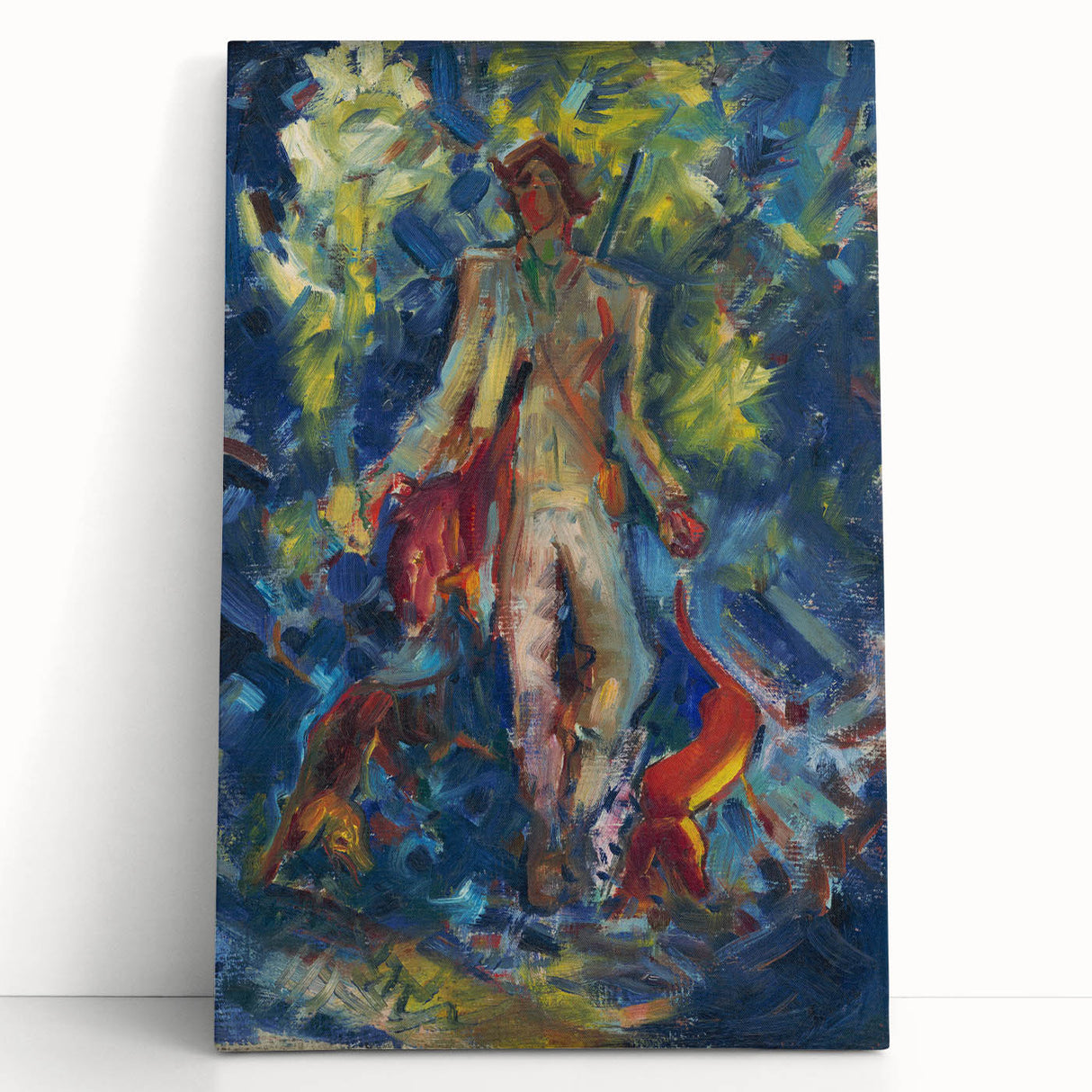 Expressionist Art - Standing Huntsman with Two Dogs by Arnold Peter Weisz-Kubínčan